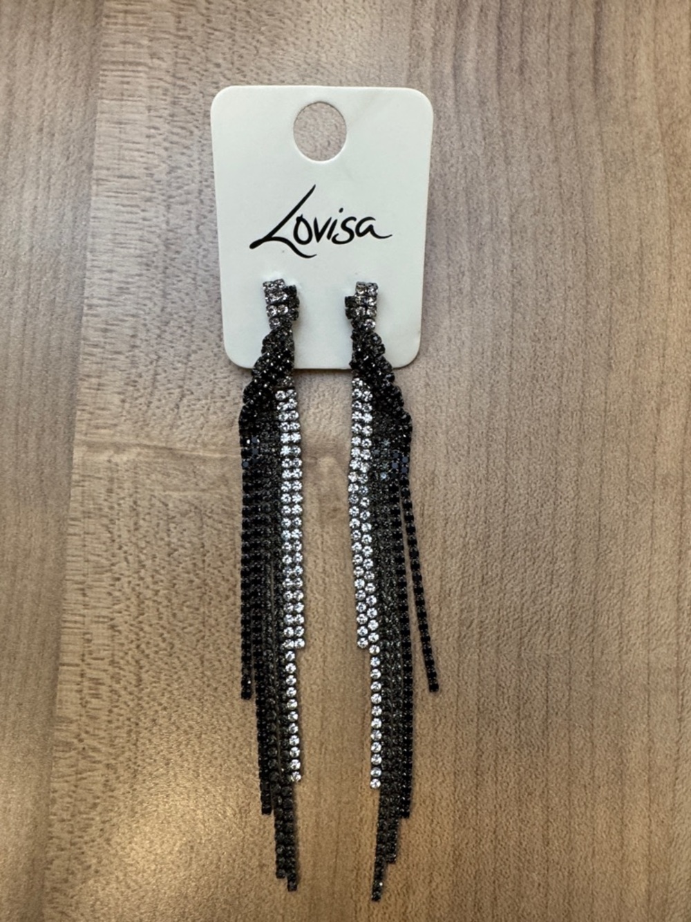Lovisa Black and Silver Crystal Tassel Earrings
